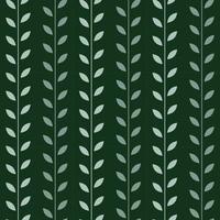 Dark green, simple leaf vector pattern, seamless botanical print,