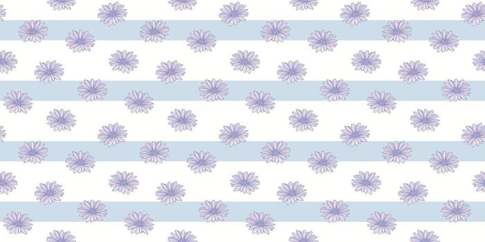 Daisy flower vector pattern background. Stripe pattern.