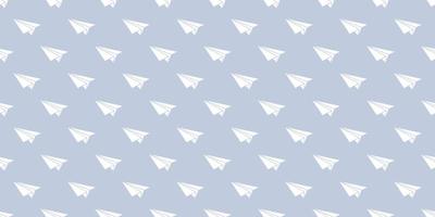 Blue paper plane seamless repeat pattern vector background