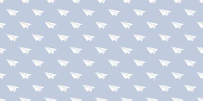 Blue paper plane seamless repeat pattern vector background