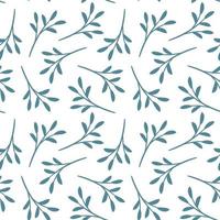 Blue leaves seamless vector pattern