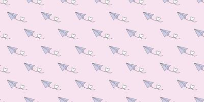 Pastel paper plane seamless repeat pattern vector background