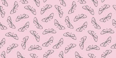 Pastel pink butterfly repeat pattern background. vector