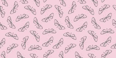 Pastel pink butterfly repeat pattern background. vector