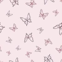 Vector butterfly seamless repeat pattern, red and pink background.