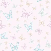 Vector butterfly seamless repeat pattern background. Pastel pattern.