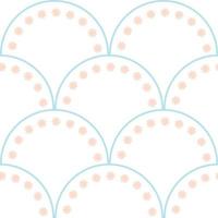 Geometric fish scale pattern, seamless repeat background with floral elements. vector
