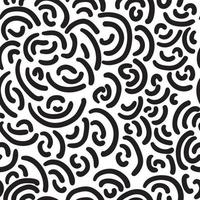 patrón de textura de fideos, repetición vectorial dibujada a mano, blanco y negro vector
