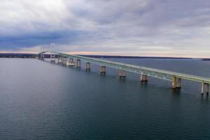 The Claiborne Pell Bridge is among the longest suspension bridges in the world located in Newport, RI, USA. photo