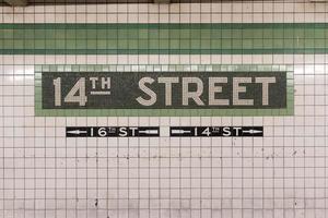 New York City - July 30, 2016 -  14th Street subway station in NYC. The underground station opened on December 15, 1940. photo