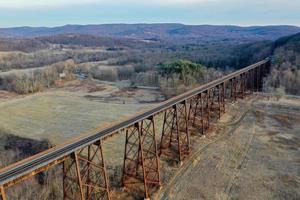 caballete del viaducto de moodna. el viaducto de moodna es un caballete de ferrocarril de hierro que se extiende sobre el arroyo moodna y su valle en el extremo norte de la montaña schunemunk en cornwall, nueva york. foto