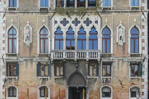 Facade of palace Loredan dell'Ambasciatore on Grand Canal in Venice city in spring. Palazzo Loredan dell'Ambasciatore is a late 15th-century Gothic palace in Venice, Italy. photo