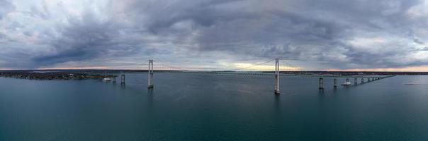 The Claiborne Pell Bridge is among the longest suspension bridges in the world located in Newport, RI, USA. photo