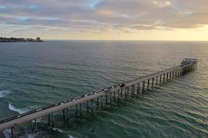 Aerial view of Scripps Coastal Reserve in La Jolla, California at sunset. photo