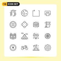 Universal Icon Symbols Group of 16 Modern Outlines of baby rattle canceled arrow basic paper Editable Vector Design Elements