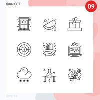 Outline Pack of 9 Universal Symbols of chart marketing gift finance audience Editable Vector Design Elements