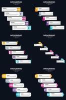 plantilla de diapositiva de presentación del paquete de infografías vectoriales 6 diagramas de ciclo de 5 pasos y líneas de tiempo vector