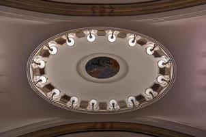 Moscow, Russia - June 28, 2018 -  Interior of the metro station Mayakovskaya in Moscow, Russia. It holds a title of one of the most beautiful metro stations in the world. photo