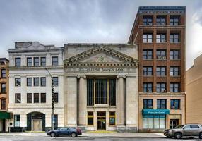 Poughkeepsie, New York - Feb 16, 2020 -  The Poughkeepsie Savings Bank building is located at 21-23 Market Street in Poughkeepsie, New York. photo