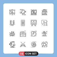 paquete de iconos de vector de stock de 16 signos y símbolos de línea para elementos de diseño de vector editables de tienda de venta de api mecánico de plomero