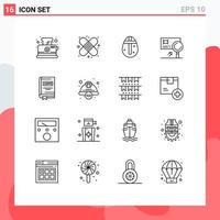 Outline Pack of 16 Universal Symbols of book detection easter egg card analysis Editable Vector Design Elements