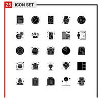 Group of 25 Modern Solid Glyphs Set for moon supermarket user nuts message Editable Vector Design Elements