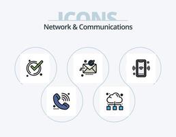 paquete de iconos llenos de línea de red y comunicaciones 5 diseño de iconos. la red. Internet. señal. globo. soporte vector