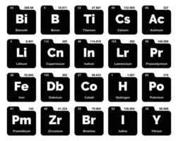 diseño de paquete de iconos de 20 tablas preiodicas de los elementos vector