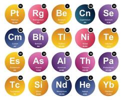 20 Preiodic table of the elements Icon Pack Design vector