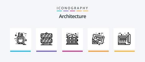 Architecture Line 5 Icon Pack Including up. stage. construction. floor. hotel. Creative Icons Design vector