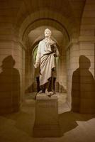 Paris, France - May 17, 2017 -  Voltaire tomb inside the crypts of French Mausoleum for Great People of France - the Pantheon in Paris, France. photo