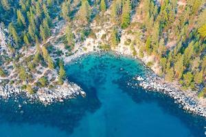 Secret Cove along Lake Tahoe in Nevada. Secret Cove is one of a series of beaches located along Highway 28 on the remote east shore of Lake Tahoe. photo
