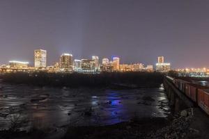 Richmond, Virginia - Feb 19, 2017 -  Panoramic skyline view of Richmond, Virginia at night. photo