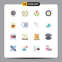 Group of 16 Flat Colors Signs and Symbols for growth star reward online nature Editable Pack of Creative Vector Design Elements