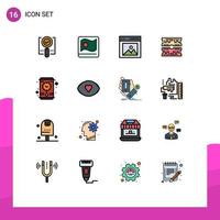 Universal Icon Symbols Group of 16 Modern Flat Color Filled Lines of dimm component bangla cards picture Editable Creative Vector Design Elements