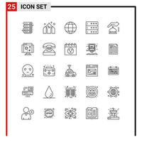 Line Pack of 25 Universal Symbols of security alarm education gdpr database Editable Vector Design Elements