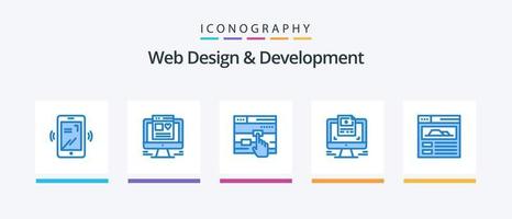 Web Design And Development Blue 5 Icon Pack Including . web page. touch. site. design. Creative Icons Design vector