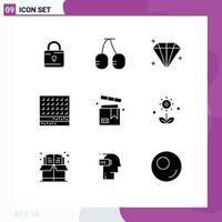 Pictogram Set of 9 Simple Solid Glyphs of product box jewel waffle sweet Editable Vector Design Elements