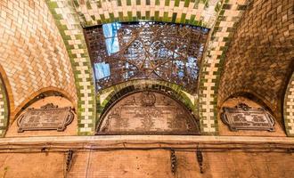 New York, USA - January 30, 2016 -  City Hall Subway Station in Manhattan. Plaque to the landmark station built in 1904 to inaugurate the NYC Subway system. photo