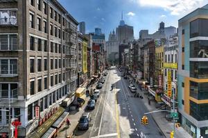 New York City - Jun 28, 2020 -  Aerial view of downtown New York City and the Chinatown neighborhood. photo