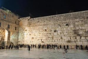 Western Wall in Jerusalem at night. photo