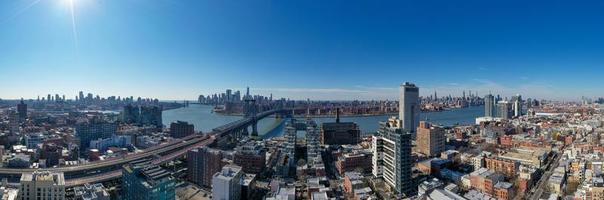 Panoramic view of the Williamsburg Bridge from Brooklyn, New York. photo