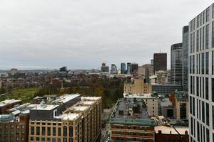 Aerial view of the Boston Skyline from Chinatown in Massachusetts. photo