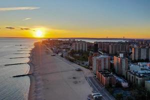 Aerial view along Coney Island and the beach in Brooklyn, New York. photo
