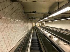 New York City - June 9, 2017 -  Escalator in the 181 Street Subway Station in the Fort Washington neighborhood of in Manhattan, New York. photo