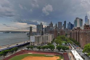 New York City - Jun 28, 2020 -  Aerial view of downtown New York City and the Chinatown neighborhood. photo