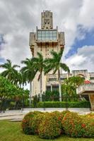 The Embassy of Russia in Havana, Cuba is a striking constructivist building in the Miramar district of the city. Some liken it to a sword, others to a syringe, 2022 photo