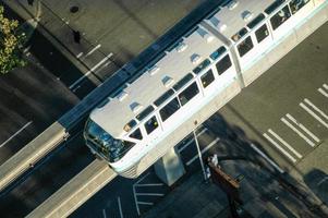 Aerial view of the Seattle monorail running through the city in Washington State. photo