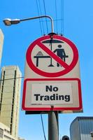 No Trading Street Sign in the Central Business District of  Johannesburg, South Africa. photo