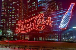 New York City - January 2, 2016 -  PepsiCola sign and Queensboro Bridge at night as seen from Gantry Plaza, Long Island. photo